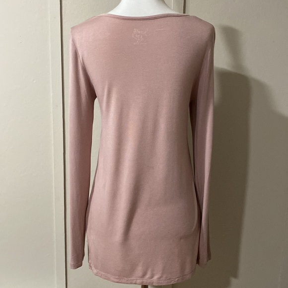 Dusty Rose Long Sleeve Top w/ Asymmetrical Straps, Size XS - Picture 3 of 6